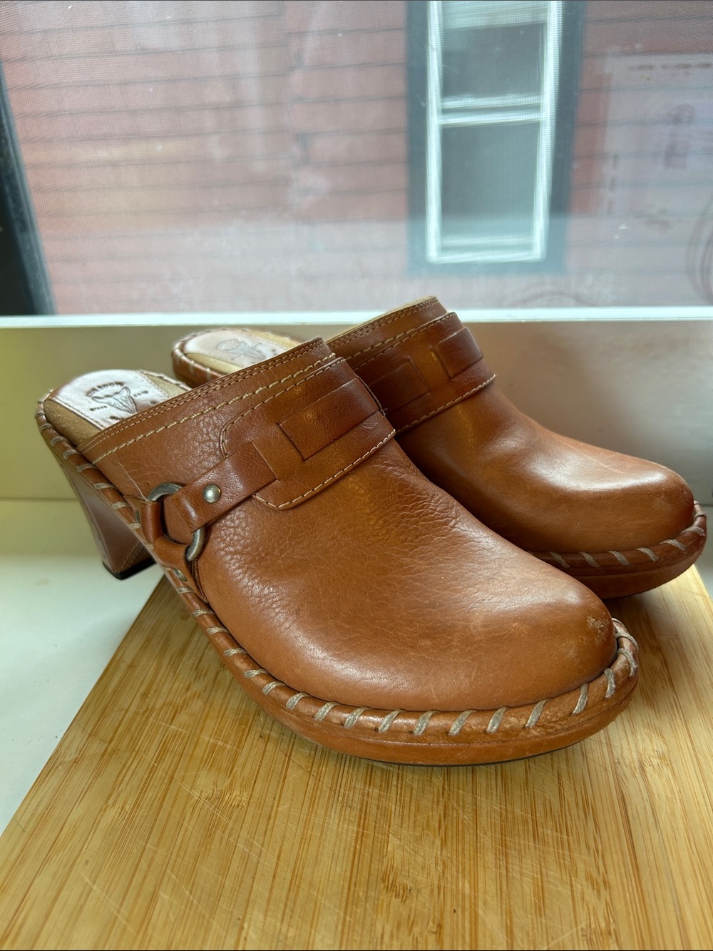 Frye Light Brown Leather Mules